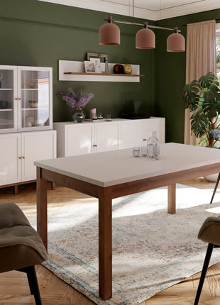 Wensley 4 Door 1 Drawer Sideboard in Light Grey and Oak
