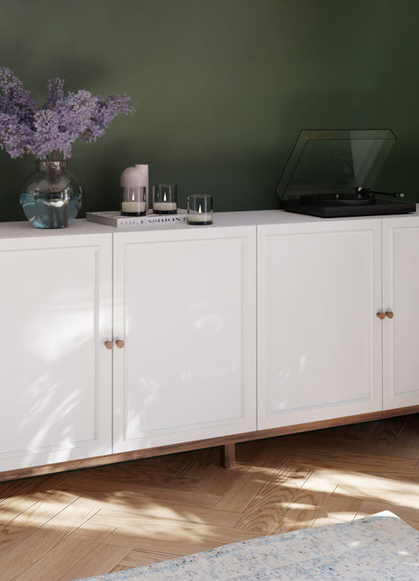 Wensley 4 Door 1 Drawer Sideboard in Light Grey and Oak