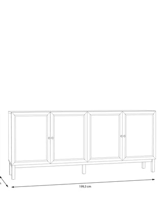 Wensley 4 Door 1 Drawer Sideboard in Light Grey and Oak