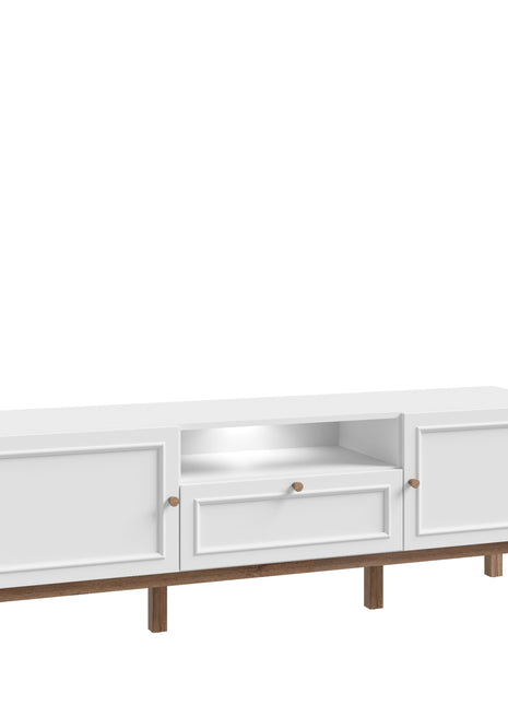 Wensley 2 Door 1 Drawer TV Unit in Light Grey and Oak inc LED Lighting