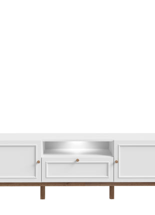 Wensley 2 Door 1 Drawer TV Unit in Light Grey and Oak inc LED Lighting