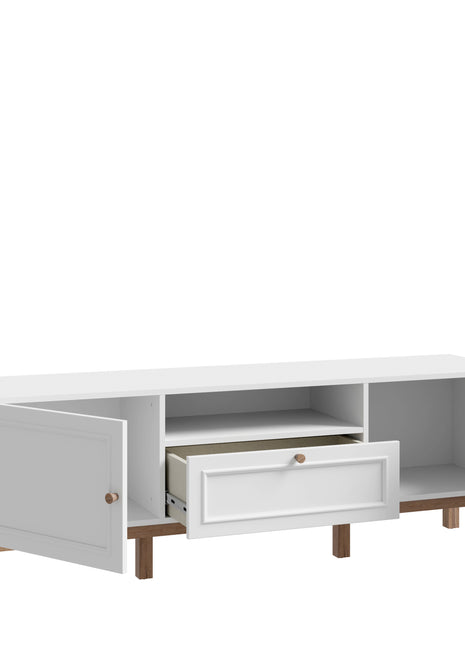 Wensley 2 Door 1 Drawer TV Unit in Light Grey and Oak inc LED Lighting