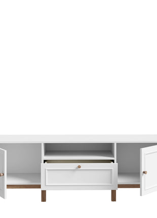 Wensley 2 Door 1 Drawer TV Unit in Light Grey and Oak inc LED Lighting