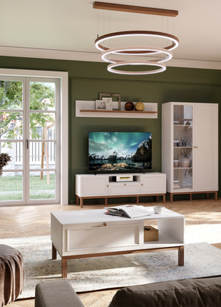 Wensley 2 Door 1 Drawer TV Unit in Light Grey and Oak inc LED Lighting