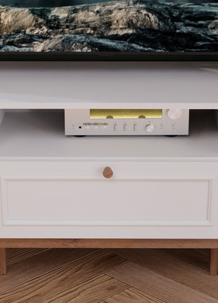 Wensley 2 Door 1 Drawer TV Unit in Light Grey and Oak
