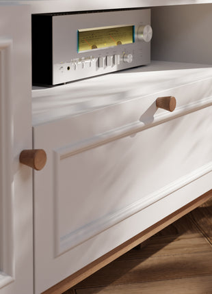 Wensley 2 Door 1 Drawer TV Unit in Light Grey and Oak inc LED Lighting