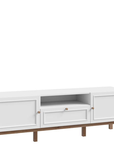Wensley 2 Door 1 Drawer TV Unit in Light Grey and Oak