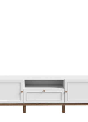 Wensley 2 Door 1 Drawer TV Unit in Light Grey and Oak