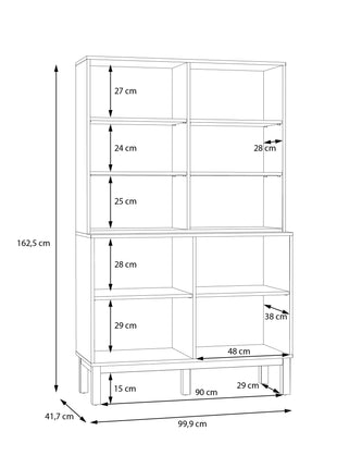 Wensley Display Cabinet with 2 Doors and 2 Glass Doors in Light Grey and Oak