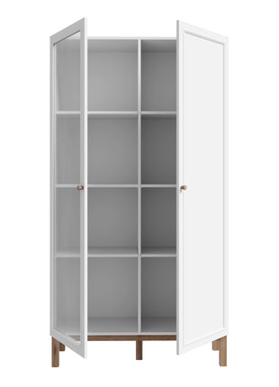 Wensley Display Cabinet with 1 Door and  1 Glass Door in Light Grey and Oak