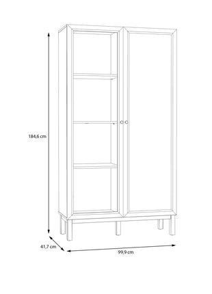 Wensley Display Cabinet with 1 Door and  1 Glass Door in Light Grey and Oak