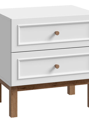 Wensley 2 Drawer Bedside Chest in Light Grey and Oak