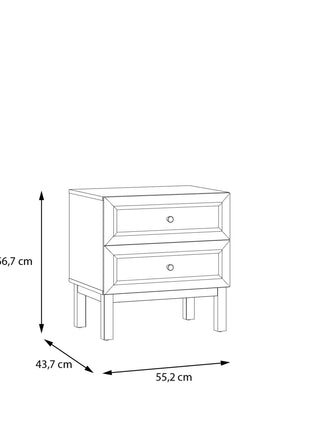 Wensley 2 Drawer Bedside Chest in Light Grey and Oak