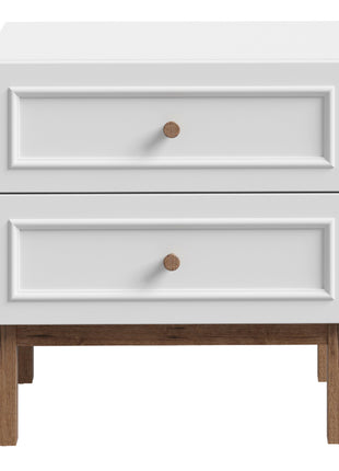 Wensley 2 Drawer Bedside Chest in Light Grey and Oak