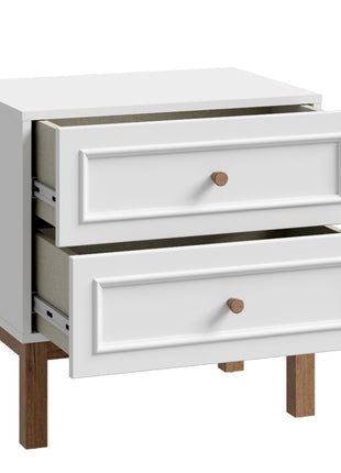 Wensley 2 Drawer Bedside Chest in Light Grey and Oak