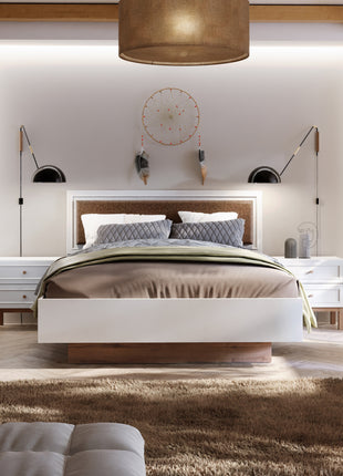 Wensley 2 Drawer Bedside Chest in Light Grey and Oak