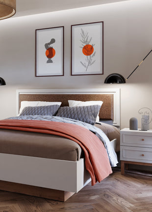 Wensley 2 Drawer Bedside Chest in Light Grey and Oak