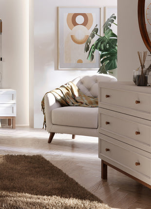 Wensley 3 Drawer Chest in Light Grey and Oak