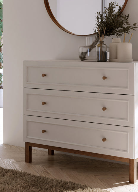 Wensley 3 Drawer Chest in Light Grey and Oak