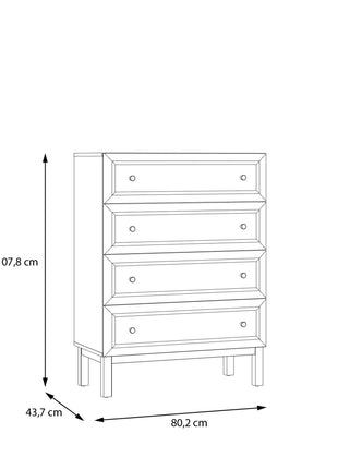 Wensley 4 Drawer Chest in Light Grey and Oak