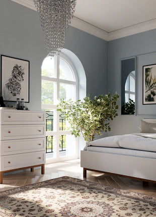 Wensley 4 Drawer Chest in Light Grey and Oak