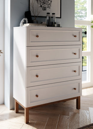 Wensley 4 Drawer Chest in Light Grey and Oak