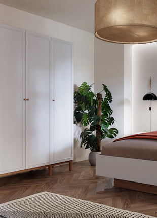 Wensley 3 Door Wardrobe in Light Grey and Oak