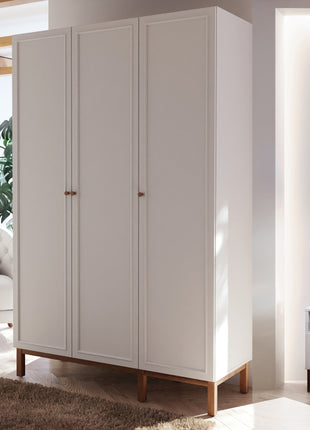 Wensley 3 Door Wardrobe in Light Grey and Oak