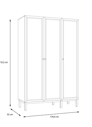 Wensley 3 Door Wardrobe in Light Grey and Oak
