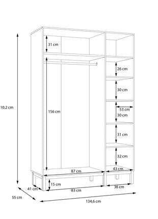 Wensley 3 Door Wardrobe in Light Grey and Oak