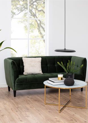 Alisma Round Coffee Table with White Marble Effect Glass Top & Gold Legs