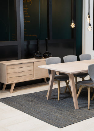 A-Line Sideboard with 4 Drawers and Sliding Door in White Oak