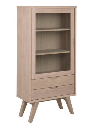 A-Line Display Cabinet with 2 Drawers and 2 Shelves in White Oak