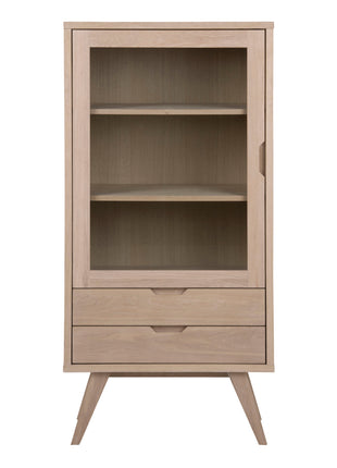 A-Line Display Cabinet with 2 Drawers and 2 Shelves in White Oak