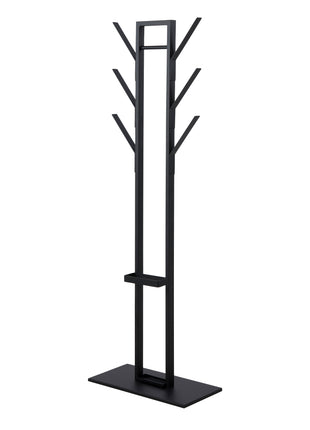 Vinson coat hanger, frame and base matt black powder coated steel, 56x28x165 cm