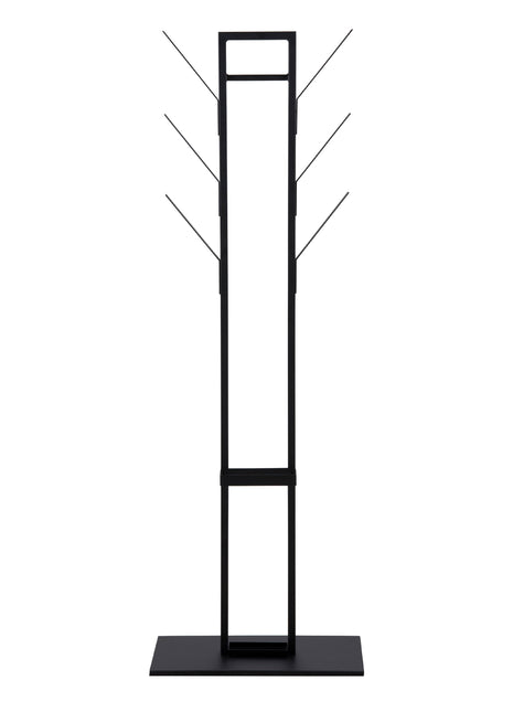 Vinson coat hanger, frame and base matt black powder coated steel, 56x28x165 cm