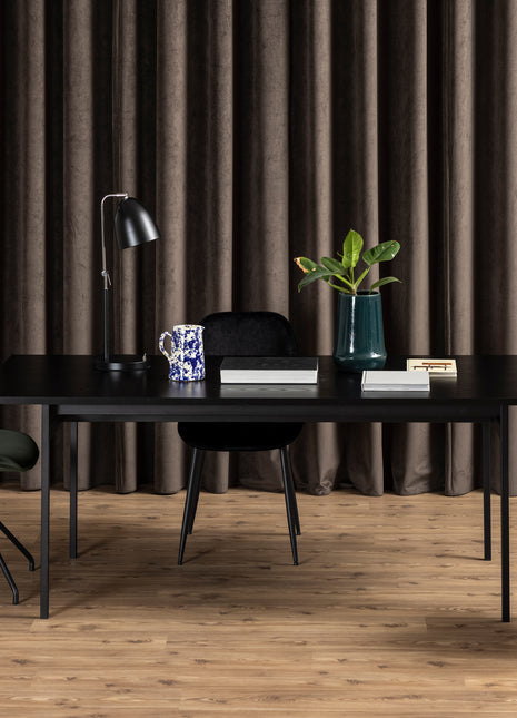 Angus Dining Table in Black 200x74cm Included 4 Carrie Swivel Dining Chairs in Sand
