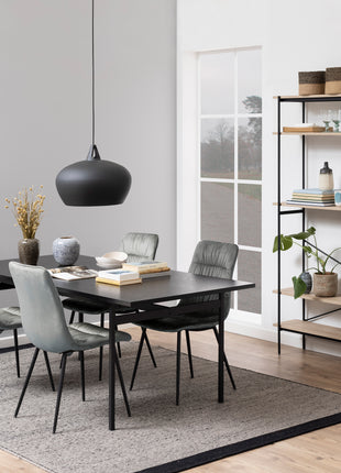 Angus Dining Table in Black 200x74cm Included 4 Carrie Swivel Dining Chairs in Sand