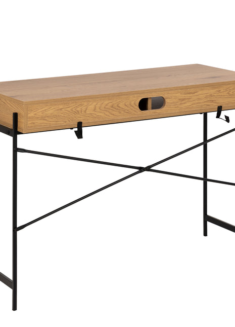Angus Office Desk with Sliding Door in Oak & Black