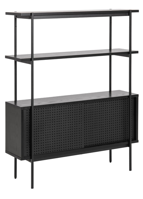 Angus Small Bookcase with 2 Sliding Doors in Black