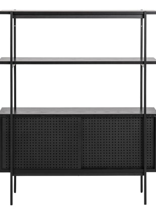 Angus Small Bookcase with 2 Sliding Doors in Black
