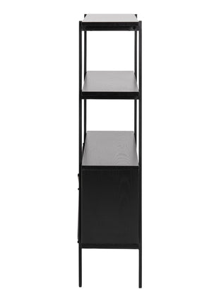 Angus Small Bookcase with 2 Sliding Doors in Black
