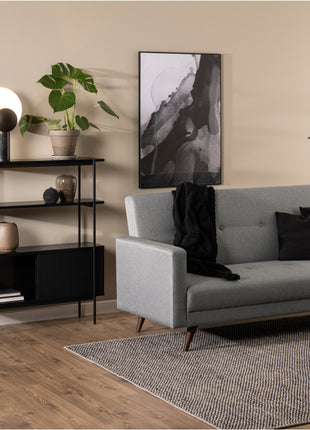 Angus Small Bookcase with 2 Sliding Doors in Black