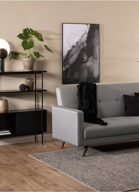 Angus Small Bookcase with 2 Sliding Doors in Black