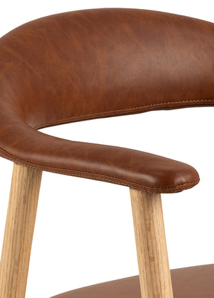 Addi Dining Chair With Armrest in PU Retro Brandy Set of 2