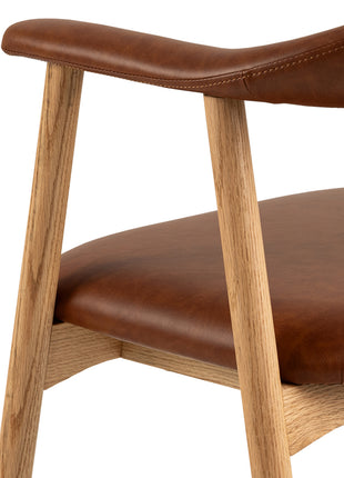 Addi Dining Chair With Armrest in PU Retro Brandy Set of 2
