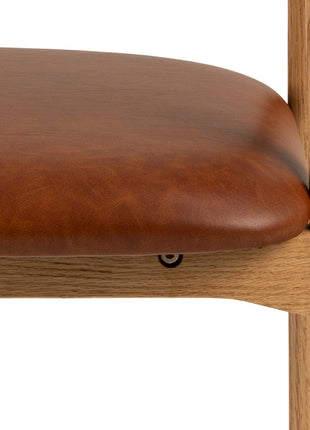 Addi Dining Chair With Armrest in PU Retro Brandy Set of 2