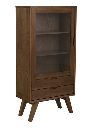 A-Line Display Cabinet with 2 Drawers and 2 Shelves in Smoked Oak