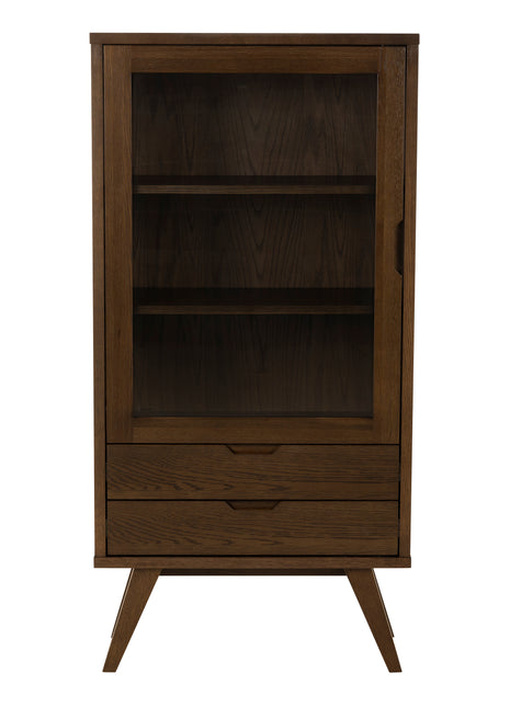 A-Line Display Cabinet with 2 Drawers and 2 Shelves in Smoked Oak
