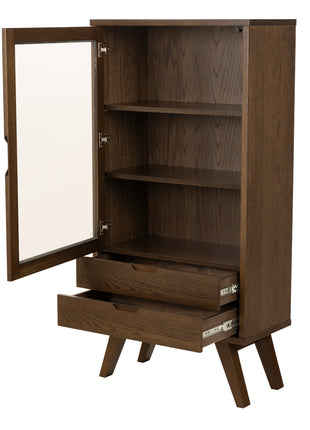 A-Line Display Cabinet with 2 Drawers and 2 Shelves in Smoked Oak